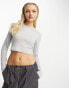 JJXX Feline ribbed crop top in light grey