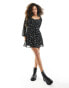 Фото #4 товара Hollister floral long sleeve dress in black with sweetheart neckline