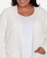 Plus Size Classic Chenille Cardigan With Pockets Бежевый, 2X - фото #2