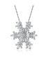 Sterling Silver White Gold Plated Clear Cubic Zirconia Accent Snowflake Pendant Necklace