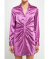 Фото #1 товара Women's Collared Satin Cinched Dress