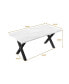 70.87" Modern Square Dining Table With Printed Marble Tabletop+ X-Shaped Table Leg