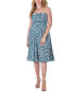 ფოტო #1 პროდუქტის Teal Floral Strapless Tube Top Flowy Knee Length Dress