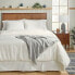 Фото #3 товара 3pc Full/Queen Fine Stripe Duvet & Sham Set Twilight Taupe/Sour Cream - Hearth