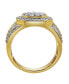 Hexonic Natural Certified Diamond 1.50 cttw Round Cut 14k Yellow Gold Statement Ring for Men