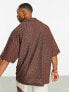 Фото #2 товара ASOS DESIGN oversized revere polo shirt in brown texture