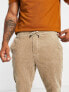 ONLY & SONS elasticated waist tapered cropped cord trousers in beige