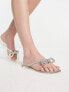 Simmi London Sage flat sandals with embellished bow in clear silver