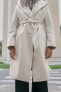 SOFT HOODED BELTED COAT