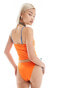 COLLUSION co-ord contrast tipped swim top tankini in bright orange