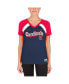 Фото #2 товара Women's Navy St. Louis Cardinals Heathered Raglan V-Neck T-Shirt