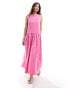 ASOS DESIGN sleeveless ribbed bodice with full hem maxi dress in pink Rosa Waschung, 42 - фото #2