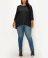 Фото #5 товара Plus Size Cozy 3/4 Rolled Sleeve Button Back Top