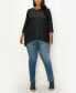 ფოტო #5 პროდუქტის Plus Size Cozy 3/4 Rolled Sleeve Button Back Top