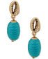 Фото #1 товара Gold-Tone Pavé Shell & Thread-Wrapped Charm Drop Earrings