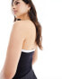 Stradivarius bandeau bodysuit with contrast piping in black