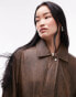 Topshop faux leather zip through 90s jacket with patch pockets in washed brown Verwaschenes Braun, XS - EU 32-34 - фото #4