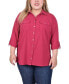 Фото #1 товара Plus Size 3/4 Roll Tab Blouse with Pockets