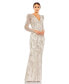 Фото #1 товара Women's Embellished Puff Sleeve V Neck Gown