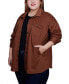 Фото #3 товара Plus Size Long Sleeve Textured Knit Shirt Jacket