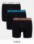 Фото #2 товара Calvin Klein cotton stretch boxer briefs 3 pack in black with coloured waistband