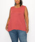 Plus Size Rayon Span Keyhole Button Back Tank Top