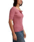 ფოტო #3 პროდუქტის Women's Ribbed Scoop-Neck Henley T-Shirt