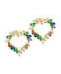 ფოტო #1 პროდუქტის 14K Gold-Plated Rainbow Baguette Open Heart Studs Earrings