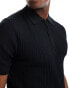 Фото #4 товара River Island muscle fit half zip polo in black