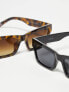 Фото #7 товара ASOS DESIGN 2 pack square sunglasses in tort and black