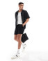 ASOS DESIGN wide linen shorts in black