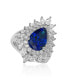 ფოტო #1 პროდუქტის Suzy Levian Sterling Silver Cubic Zirconia Pear Cut Cluster Halo Ring