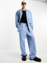 Weekday Uno co-ord loose fit suit trousers in powder blue exclusive to ASOS