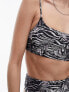 Фото #3 товара Topshop square neck cami bikini top in mono animal print