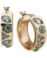 Gold-Tone Small Mixed Stone Huggie Hoop Earrings, 0.58"