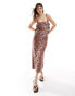 Фото #2 товара ASOS DESIGN strappy midi dress with cutout sides and bow detail in animal print