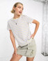 Wrangler crew neck striped logo t-shirt in french vanilla