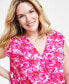 Plus Size Floral-Print Side-Tie Top, Created for Macy's