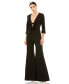 ფოტო #1 პროდუქტის Women's Long Sleeve Bow Detail Wide Leg Jumpsuit