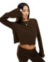 ONLY long sleeve crew neck co-ord top in brown