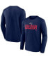 Фото #1 товара Men's Navy New England Patriots Big and Tall Wordmark Long Sleeve T-shirt