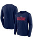 Men's Navy New England Patriots Big and Tall Wordmark Long Sleeve T-shirt