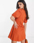 Фото #8 товара Платье Mango Мини в оранжевом с объемными рукавами