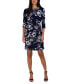 Фото #1 товара Petite Floral Side-Tie 3/4-Sleeve Dress