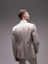 Фото #4 товара Topman super skinny herringbone texture suit jacket in stone