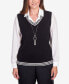 Фото #4 товара Women's Downtown Vibe Stripe Trim Vest with Attached Collared Sweater