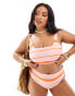 ASOS DESIGN Curve Mia crop bikini top in pink & orange stripe