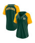 ფოტო #2 პროდუქტის Women's Green Oakland Athletics Ultimate Style Raglan V-Neck T-shirt