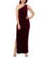 Фото #1 товара Women's Velvet Ruched One-Shoulder Gown