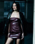 Фото #3 товара Murci leather look bandeau mini dress in burgundy